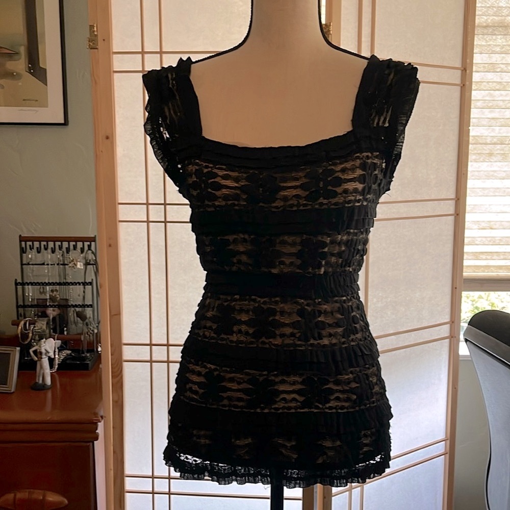 Sexy black lace studio M top